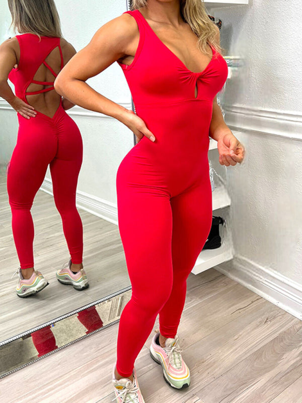 Women's sexy backless yoga fitness jumpsuit